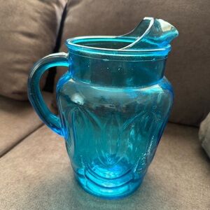 Vibrant Blue Glass Pitcher